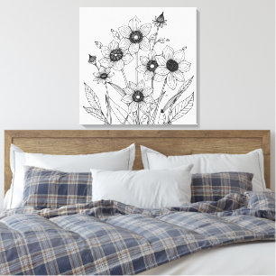 Toile croquis de fleurs printanières