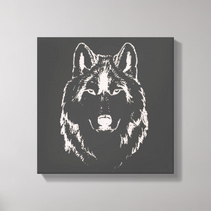 Toile Croquis De Tête De Tête De Loup Gris Et Blanc