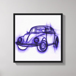 Toile Croquis de voiture mignonne en violet