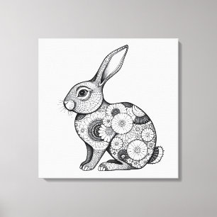 Toile croquis du lapin de printemps