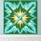 Toile Crossed Fantasy Arrows with Glowing Energy – Dynam (Insitu (Plancher de Bois))