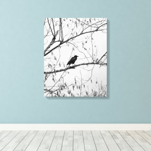 Toile Crow dans un Birch Tree (Insitu (Plancher de Bois))