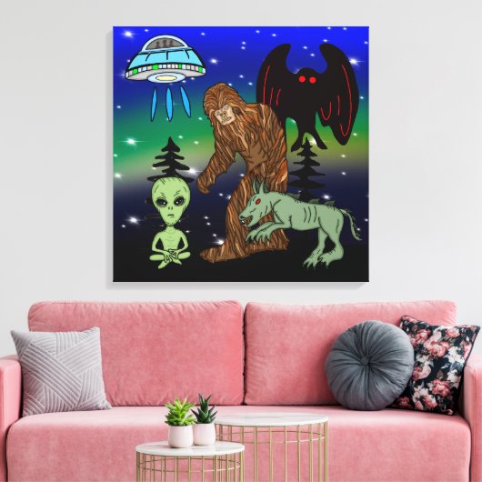 Toile Cryptid Big Foot Alien Mothman UFO Chupacabra (Insitu(Salon))