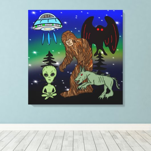 Toile Cryptid Big Foot Alien Mothman UFO Chupacabra (Insitu (Plancher de Bois))
