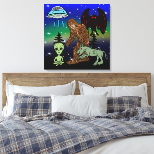 Toile Cryptid Big Foot Alien Mothman UFO Chupacabra (Insitu(Chambre))