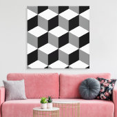 Toile Cube grand Motif noir blanc et gris (Insitu(Salon))
