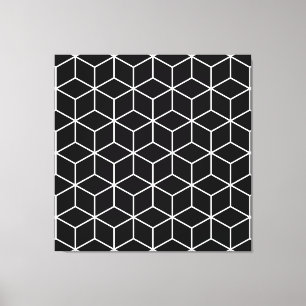 Toile Cubes 3D Ligne blanche géométrique sur Motif Lg no