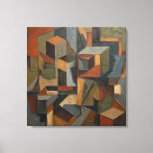 Toile Cubiste Abstrait Tons Terre 3D Cubes (Recto)