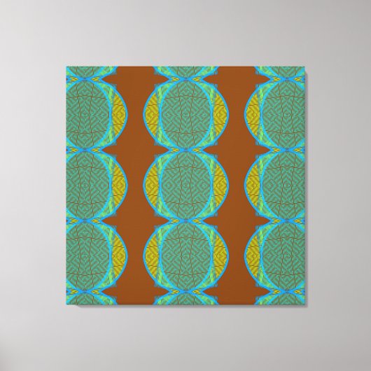 Toile Cuivre Abstrait Brown Cercles Bleus Diamant (Recto)