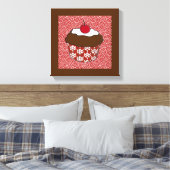 Toile Cupcake au chocolat sur Motif rouge et blanc (Insitu(Chambre))