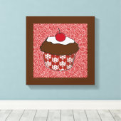 Toile Cupcake au chocolat sur Motif rouge et blanc (Insitu (Plancher de Bois))