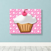 Toile Cupcake coupé avec cerise rose sur le dessus (Insitu (Plancher de Bois))