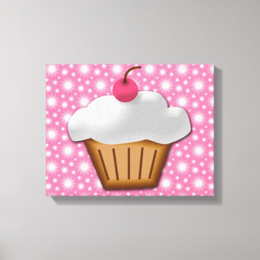 Toile Cupcake coupé avec cerise rose sur le dessus (Recto)