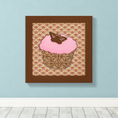 Toile Cupcake rose fraise (Insitu (Plancher de Bois))