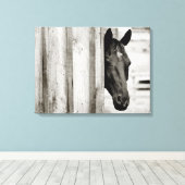 Toile Curieux Cheval Noir (Insitu (Plancher de Bois))