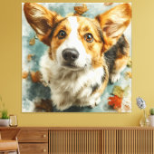 Toile Curieux Corgi Regard d'Automne (Insitu(Salon))