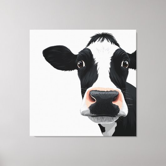 Toile Curiosité de vache en gros plan (Recto)