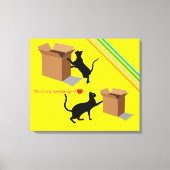Toile Curious Cats and Their Favorite Box Canvas Print (Recto)