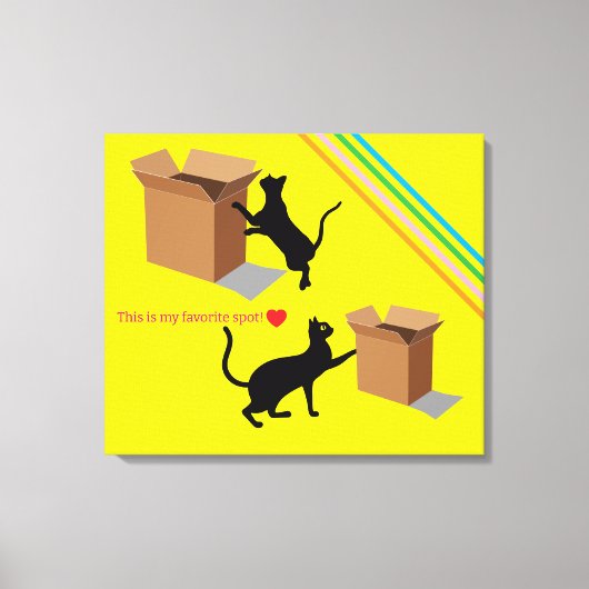 Toile Curious Cats and Their Favorite Box Canvas Print (Recto)
