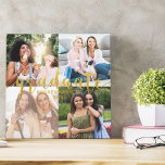 Toile Custom 4 Photo Collage Gold Graduate Graduate<br><div class="desc">Collage photo personnalisé, toile enveloppée carré. Poignée à la main avec parties scintillant or, "diplômé" est imprimé avec votre nom et année comme un texte superposé à vos photos. Le modèle photo est mis en place pour vous d'ajouter 4 de vos photos préférées de vous, vos besties et des rappels...</div>