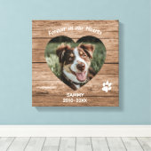 Toile Custom Chien Memorial Bois rustique et photo (Insitu (Plancher de Bois))