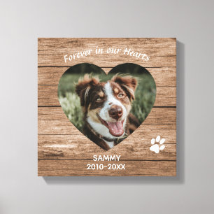 Toile Custom Chien Memorial Bois rustique et photo