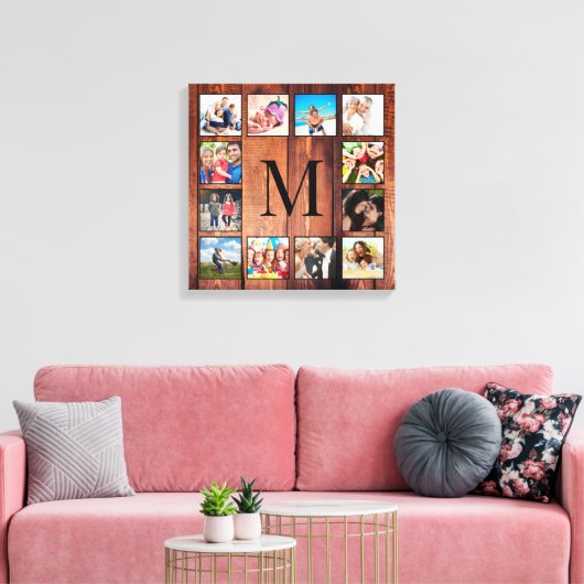 Toile Custom Family Photo Collage Reclaimed Wood (Insitu(Salon))