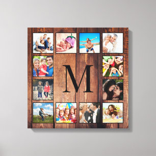 Toile Custom Family Photo Collage Reclaimed Wood