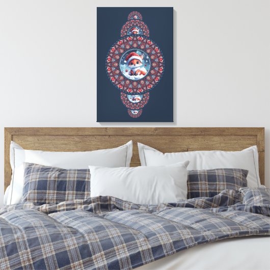 Toile Custom Festive Kawaii Fox Ornamental Mandala (Insitu(Chambre))