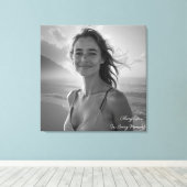 Toile Custom Her Portrait – Simple Photo Gift for Her (Insitu (Plancher de Bois))
