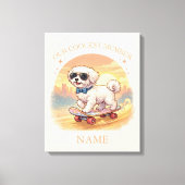 Toile Custom Name Cool Maltese Dog Skateboarder (Recto)