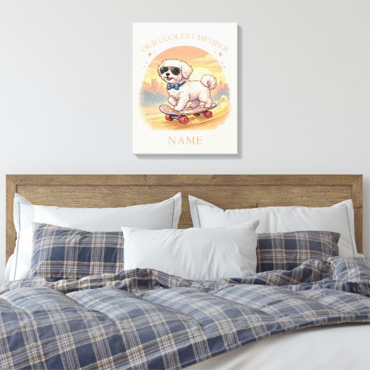 Toile Custom Name Cool Maltese Dog Skateboarder (Insitu(Chambre))