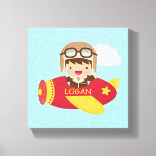 Toile Cute Aviator Boy Avion Boys Décor Chambre