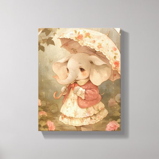 Toile Cute Baby Elephant - Watercolor Nursery Poster (Recto)