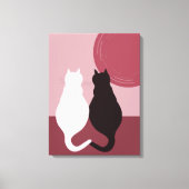 Toile Cute Black & White Cat Pair Sunset Canvas (Recto)