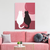 Toile Cute Black & White Cat Pair Sunset Canvas (Insitu(Salon))