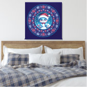 Toile Cute Bleu Noël Kawaii Ours Point Mandala Canvas (Insitu(Chambre))
