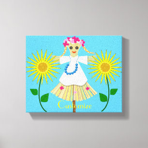 Toile Cute Blonde Pigtails Scarecrow