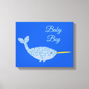 Toile Cute Blue Baby Boy Narwhal Nursery Room Custom
