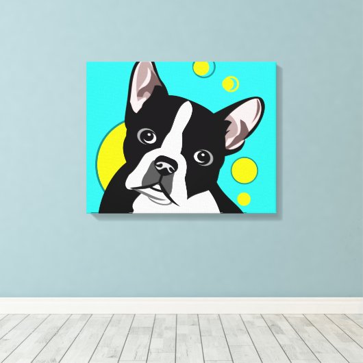 Toile Cute Boston Terrier Canvas Art (Insitu (Plancher de Bois))