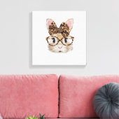 Toile Cute Bunny Rabbit Face Leopard Coquette Bow Glasse (Insitu(Salon))