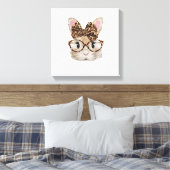Toile Cute Bunny Rabbit Face Leopard Coquette Bow Glasse (Insitu(Chambre))