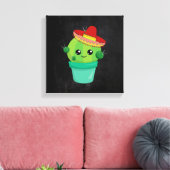 Toile Cute Cactus dans un Sombrero sur tableau noir (Insitu(Salon))