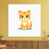 Toile **Cute Cartoon Cat – Adorable Kitty Illustration** (Insitu(Salon))