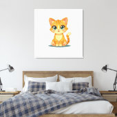 Toile **Cute Cartoon Cat – Adorable Kitty Illustration** (Insitu(Chambre))