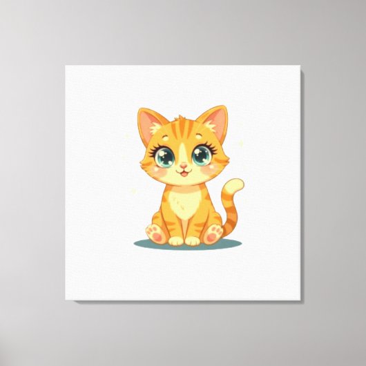 Toile **Cute Cartoon Cat – Adorable Kitty Illustration** (Recto)