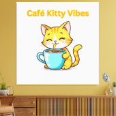 Toile **Cute Coffee Cat – Adorable Cat Drinking Coffee I (Insitu(Salon))