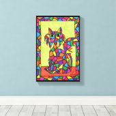 Toile Cute Coloré Arc-en-ciel Vitrail Mosaïque Chat (Insitu (Plancher de Bois))