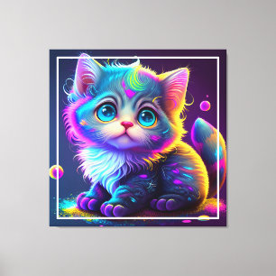 Toile Cute Colorful Chat Artwork numérique-79827