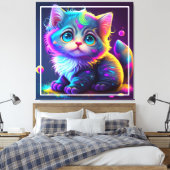 Toile Cute Colorful Chat Artwork numérique-79827 (Insitu(Chambre))